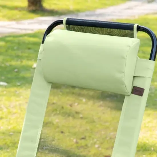 Outsunny Set of 4 Folding Patio Chairs, Camping Chairs with Adjustable Sling Back, Removable Headrest, Armrest for Garden, Backyard, Lawn, Green image {4}