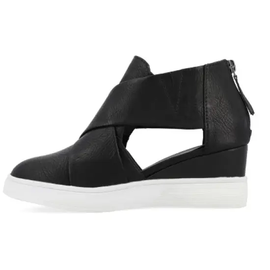 Journee Collection Womens Seena Round Toe Back Heel Zip Wedge Sneakers image {1}