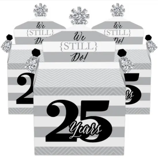 Big Dot of Happiness We Still Do - 25th Wedding Anniversary - Treat Box Party Favors - Anniversary Party Goodie Gable Boxes - Set of 12 image {1}