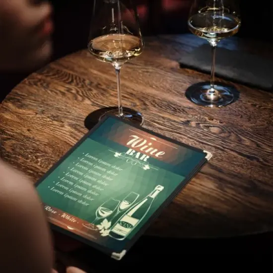 WeChef 30 Pack Menu Cover 8.5 x 11" Letter Double Fold 2 Page 4 View Restaurant Black Trim image {8}