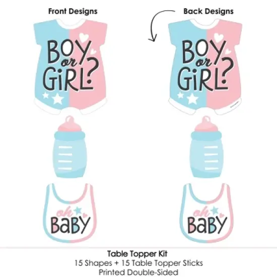 Big Dot of Happiness Baby Gender Reveal - Team Boy or Girl Party Centerpiece Sticks - Table Toppers - Set of 15 image {3}