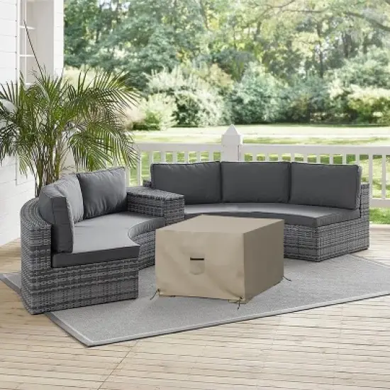 Covers&All Square Ottoman Cover, 12 oz Waterproof & UV-resistant image {1}