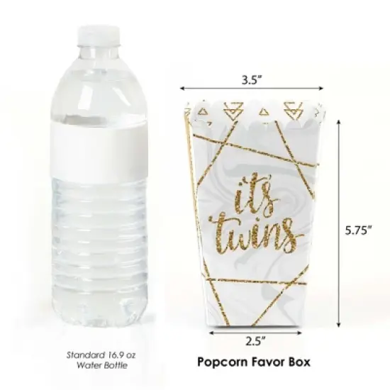 Big Dot of Happiness It's Twins - Gold Twins Baby Shower Favor Popcorn Treat Boxes - Set of 12 image {1}