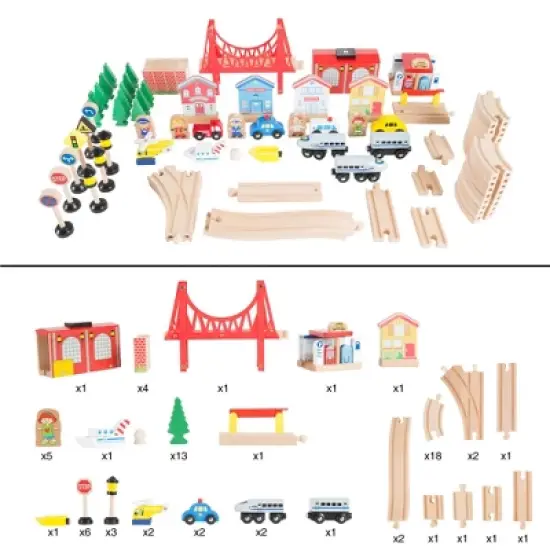 Toy Time Kids' Deluxe Wooden Train Table Set - 75-Piece Play Set image {2}