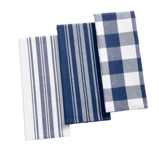 Farmhouse Living Stripe and Check Kitchen Towels, Set of 3 - 17" x 28" - Elrene Home Fashions image {5}
