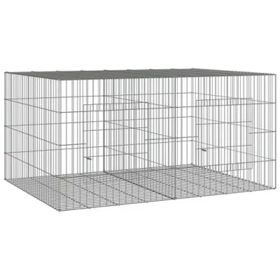 vidaXL Rabbit Cage Silver Galvanized Iron 43.3 x 31.1 x 21.3 in - 43.3" x 31.1" x 21.3" image {7}