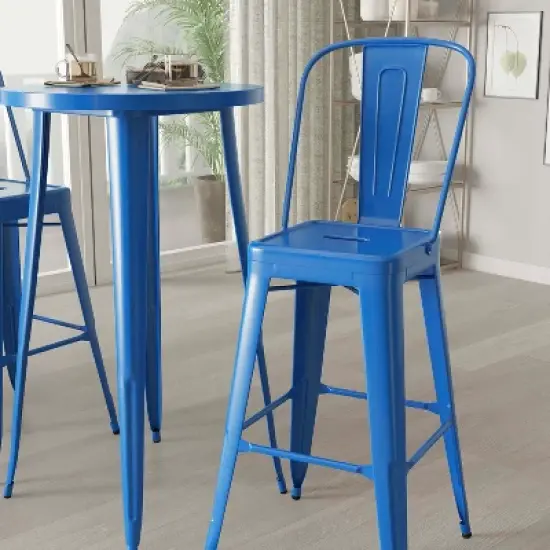 Merrick Lane 3 Piece Outdoor Dining Set with Bar Height Table and Stools image {2}