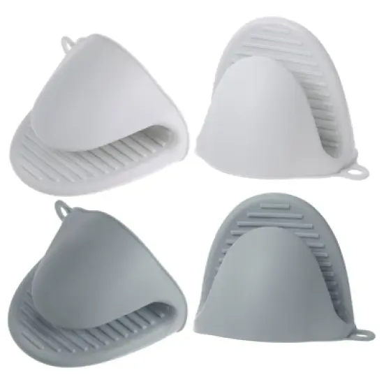 Unique Bargains Heat Resistant Kitchen Utensil Sets Silicone Oven Mitts 4 Pcs image {14}