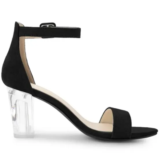 Allegra K Women's Ankle Strap Clear Heel Chunky Heels Sandals image {6}