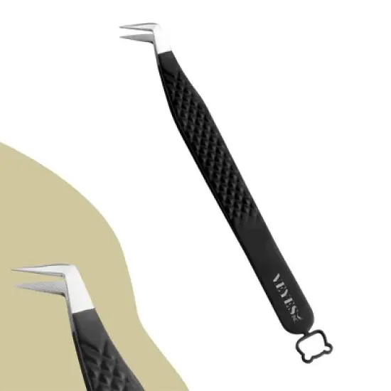 VEYES INC Lash Tweezers for Eyelash Extensions High-precision Fiber Tip Tweezers Kit Contains Isolation Curved and Volume Lash Tweezers (3PCS) Black image {6}