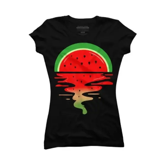 Junior's Design By Humans Watermelon Vaporwave Sunset By MinShop T-Shirt image {2}