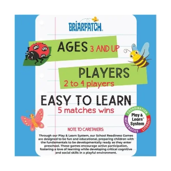 Briarpatch Letter Number or Bug Board Game: Educational Play, 2-4 Players, 10-20 Minute Sessions image {10}