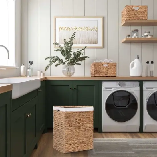 Seville Classics 2 pk 13.25" Natural Water Hyacinth Handwoven Storage Baskets image {3}