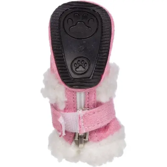 Pet Life Shearling "Duggz" Dog Shoes - Pink image {1}