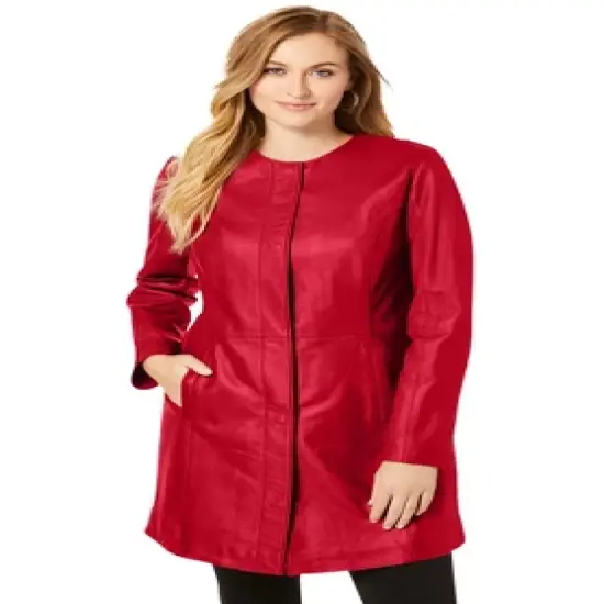 Jessica London Women&rsquo;s Plus Size Three-Quarter Leather Jacket image {8}