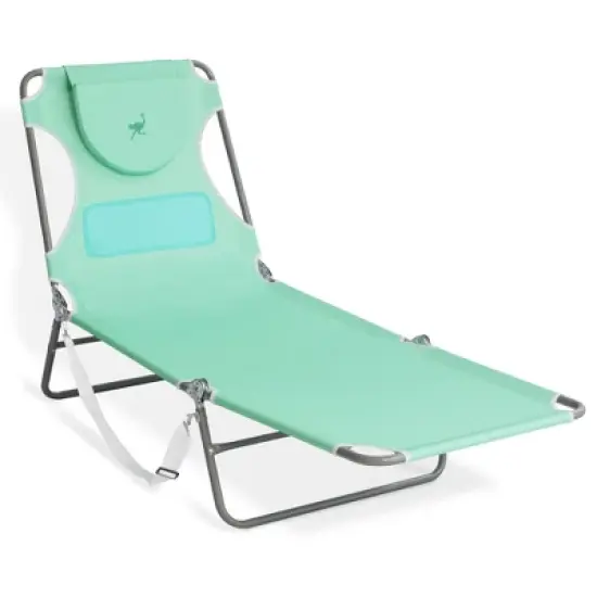 Ostrich Chaise Lounge Outdoor Lightweight Folding Adjustable Reclining Beach Chair for Tanning Pool Lake Patio Lawn Camping, Teal (2 Pack) image {1}