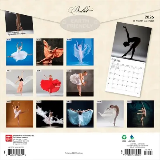 BrownTrout Ballet 2026 12"x24" Hanging Square Wall Calendar Plastic-Free image {1}