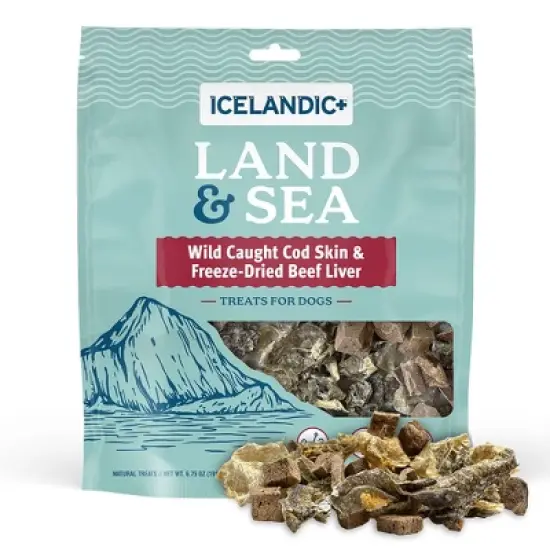 Icelandic+ Land & Sea Wild Caught Cod Skin & Freeze-Dried Beef Liver image {2}