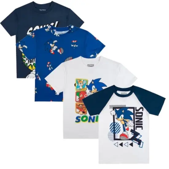 Sonic The Hedgehog Characters Crew Neck Short Sleeve 4pk Boy's Tees image {6}