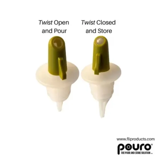 Pouro Oil & Vinegar, Spirits, Liquor, Wine Bottle Pourer Spout,Twist to Open and Pour, Twist to Close and Store Green image {1}