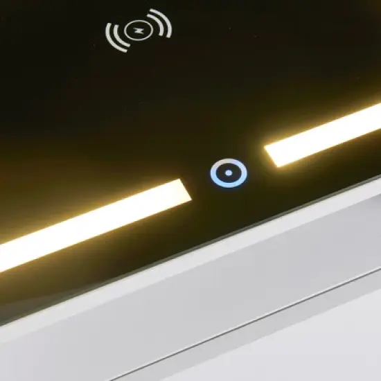 Multifunctional Storage Nightstand with Wireless Charging, Adjustable LED Light, 2 Drawers and 1 Open Shelf - ModernLuxe image {11}