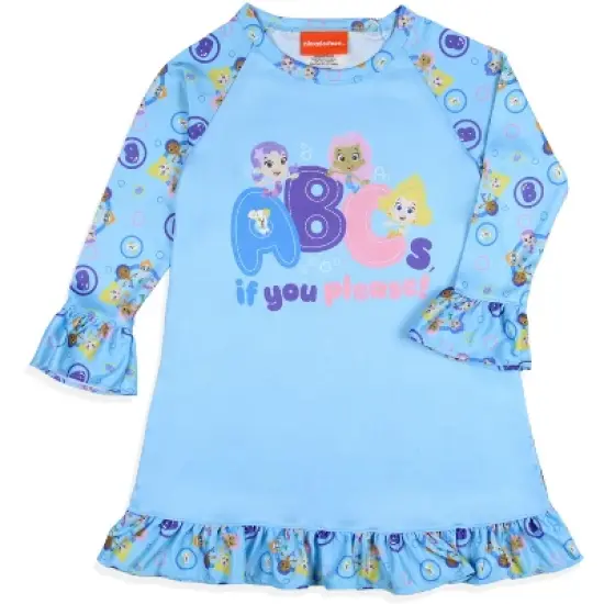 Nickelodeon Toddler Girls' Bubble Guppies ABCs Sleep Pajama Dress Nightgown Blue image {4}
