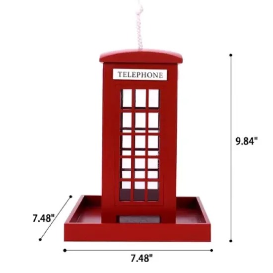 Vandue Outdoor Wooden Birdhouse - London Telephone Booth Bird Feeder image {2}
