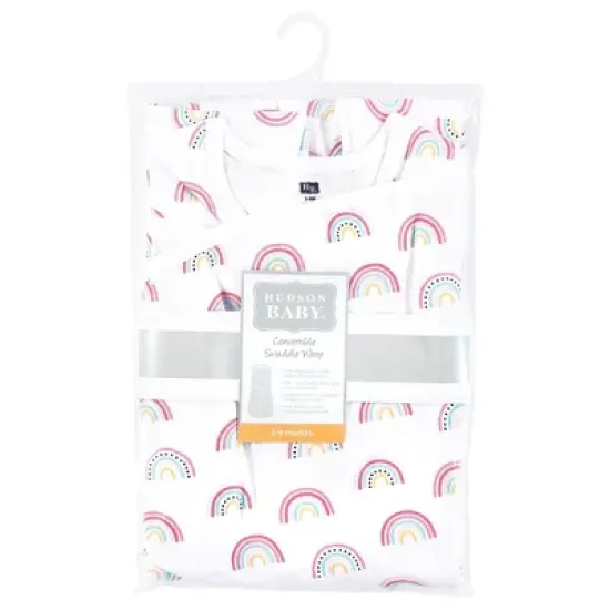Hudson Baby Infant Girl Convertible Swaddle Sleep Sack, Modern Rainbow image {1}