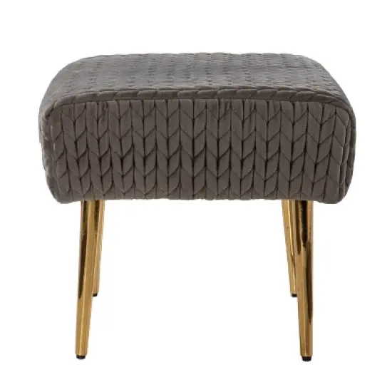Wegre Woven Upholstered Ottoman Gray/Gold - Aiden Lane image {4}
