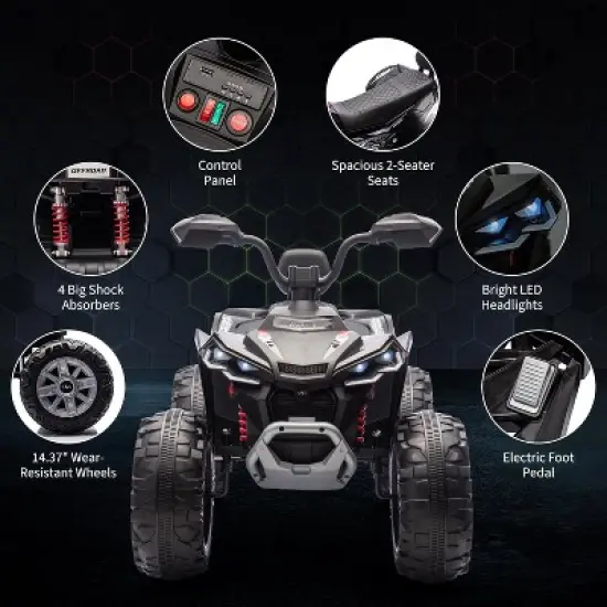 2-Seater Kids ATV Ride-On, 24V Electric Quad 4 Wheeler with 800W Motors, 7Ah Battery, Remote Control, Bluetooth, MP3, USB image {1}
