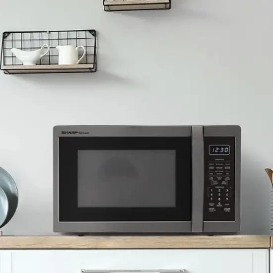 Sharp SMC1452CH 1.4 Cu. Ft. Black Stainless Countertop Microwave image {6}