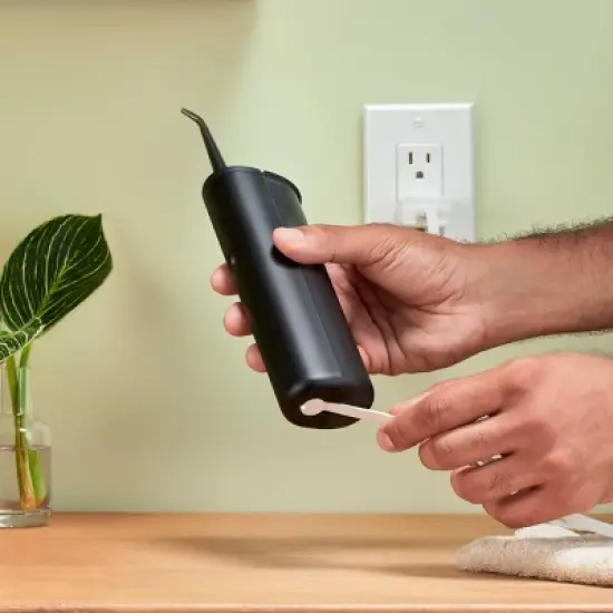 quip Rechargeable Cordless Water Flosser - Metal | 2 Modes + 360&ordm; Tip image {5}