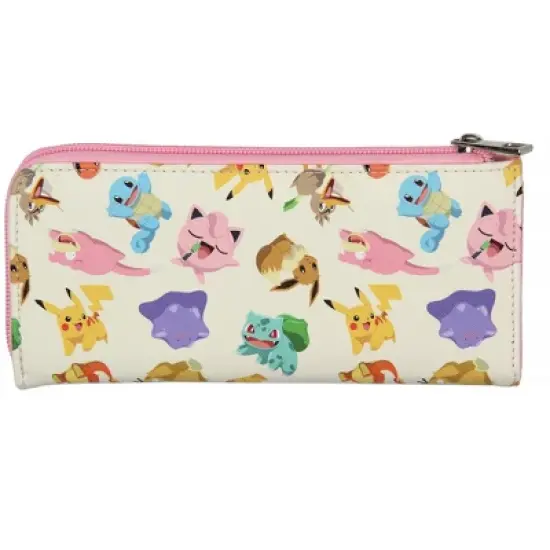 Pokemon Allover Character Zip Around Closure Faux Leather Wallet For Women White image {2}
