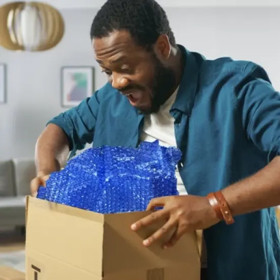 UBMOVE Small Bubble Blue Wrap - 120' Long x 12" Wide, Perforated Eery 12" image {7}