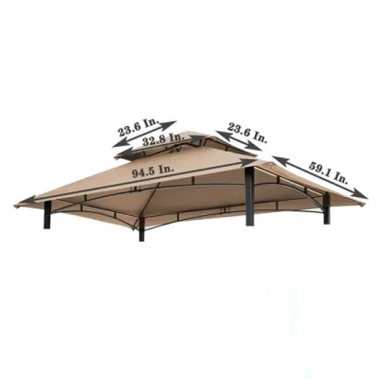 Grill Gazebo Replacement Canopy Roof, 5' x 8' Outdoor BBQ Gazebo Canopy Top Cover, Double Tired Grill Shelter Cover image {1}