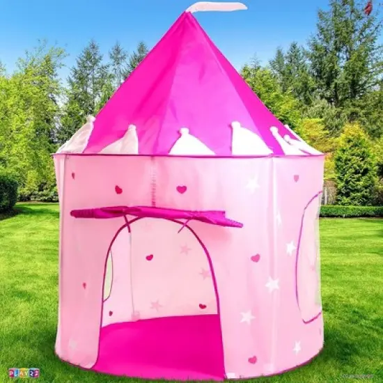 Play Tent Princess Pink Castle Glowing in the Dark Stars - Portable Kids Play Tent Fordable Into a Carrying Bag for Outdoor and Indoor Use - Play22usa image {4}