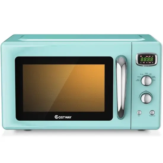 Costway 0.9Cu.ft. Retro Countertop Compact Microwave Oven 900W 8 Cooking Settings BlackGreenWhite image {10}