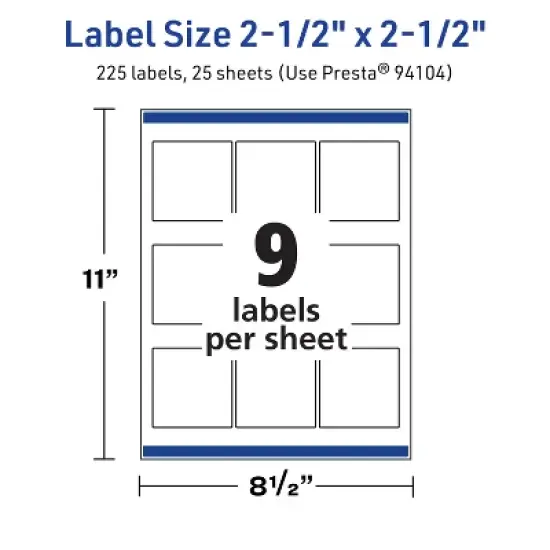 Avery TrueBlock Matte White Paper Labels,  2-1/2" x 2-1/2" Square image {4}