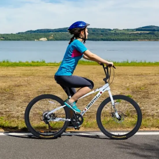 Aukfa 26 Inch Freestyle Bike 7 Speed Kids Bike with 4 Pegs Dual Disc Brakes Suitable for Kids 12+, Multiple Colors image {1}