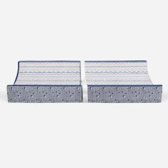  Bacati - Olivia Printed Garland Coral/Navy Quilted Changing Pad Cover image {5}