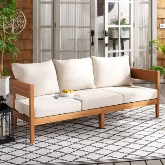 Theo 3 Seater Sofa - Indoor/Outdoor - PAT7092 - Natural/Taupe - Safavieh image {1}