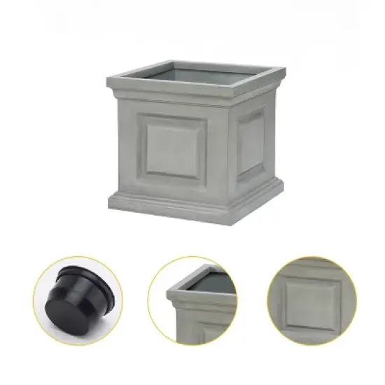 LuxenHome Gray MgO Square Box Flower Pot Planter image {9}