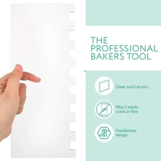 Impresa 11.5" Tall Clear Acrylic Icing Frosting Stripes Comb Large Cake Smoother Scraper with Patterned Edge for Cake Decorating image {2}