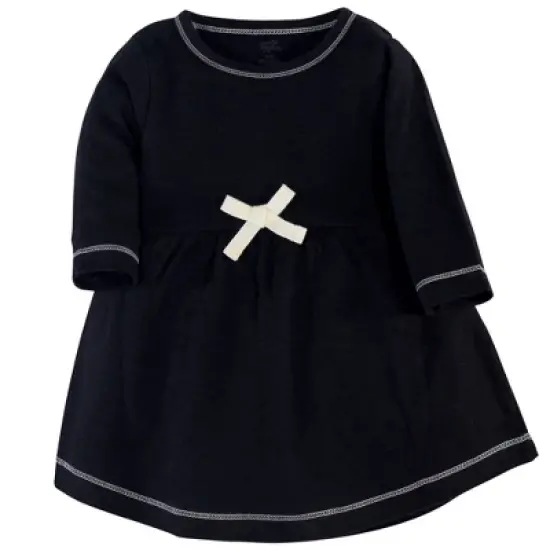 Touched by Nature Baby and Toddler Girl Organic Cotton Long-Sleeve Dresses 2pk, Black Red Heart image {1}