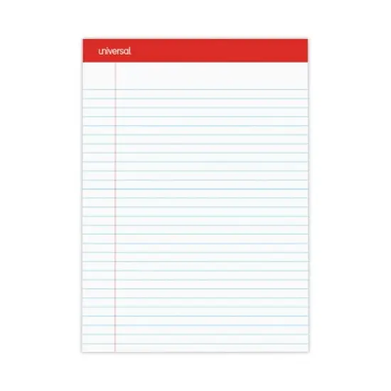 Universal Perforated Ruled Writing Pads, Wide/Legal Rule, Red Headband, 50 White 8.5 x 11.75 Sheets, Dozen image {2}