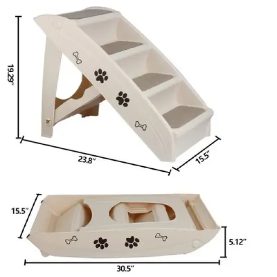 Folding Pet Dog Stairs Steps for high Bed Indoor Outdoor, with Siderails, Non-Slip Pads Foldable Plastic, Support up to 150 lbs image {4}
