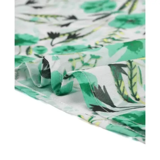 Allegra K Women's Floral Ruffled Short Sleeve Mock Neck Blouses image {5}