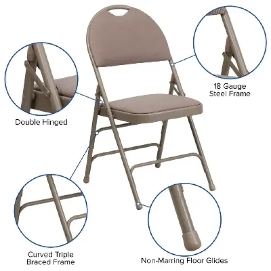 Flash Furniture 4 Pack HERCULES Series Extra Large Ultra-Premium Triple Braced Metal Folding Chair with Easy-Carry Handle image {11}
