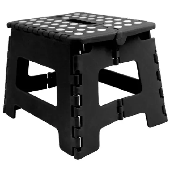 Home Basics Small Plastic Folding Stool with Non-Slip Dots image {1}