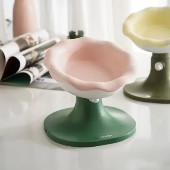 FairyLand&trade; Adjustable Elevated Cat Bowl &ndash; Ergonomic Tilted Raised Food & Water Dish, Flower Design, Anti-Vomit Feeding image {7}